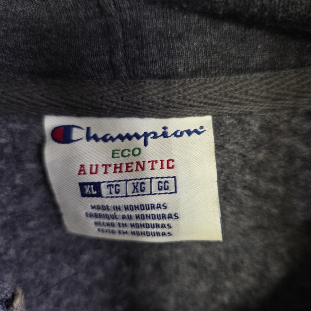 Champion Eco Authentic Men's XLarge Hoodie Pullover Sweatshirt Full Zip Blue - Picture 2 of 10